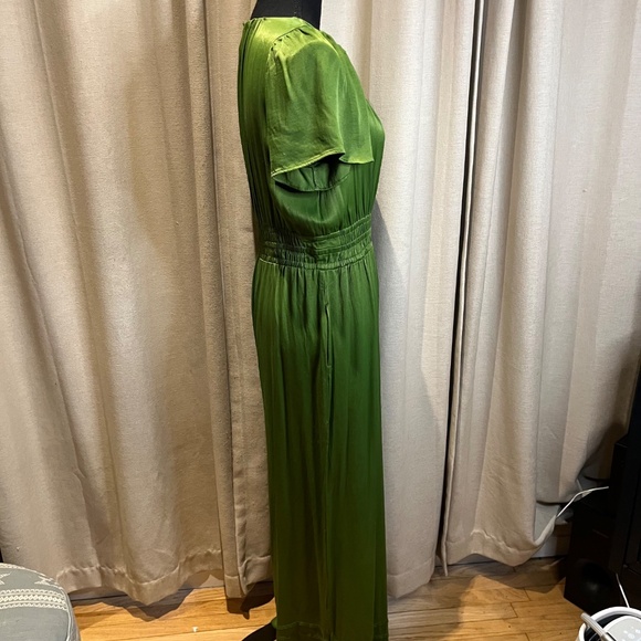 Free People Green Satin Wide Leg Jumpsuit Size S - Picture 10 of 16